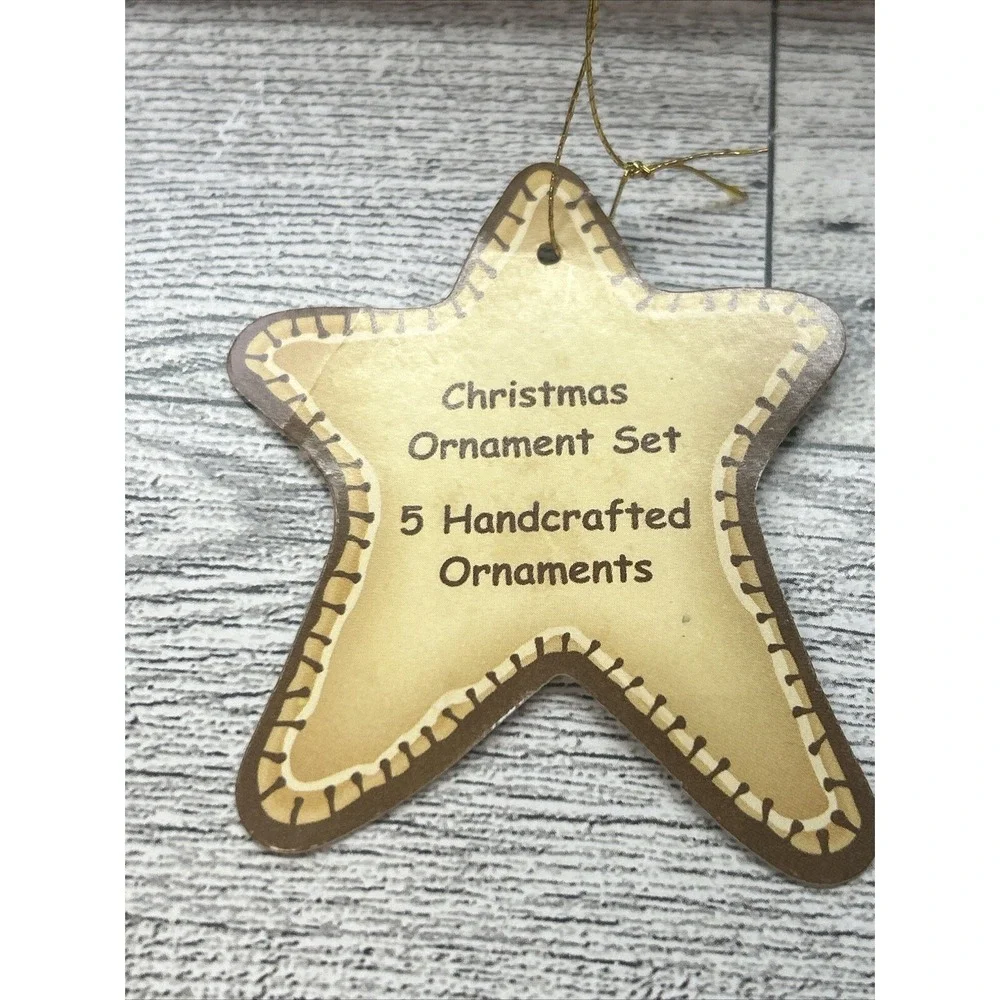 5 Vintage Handmade Polymer Clay Christmas Ornaments & Decorative Box‎